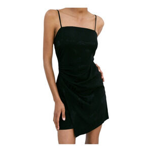 Zara Sleeveless Shiny Jacquard Zebra Animal Print Black Dress Women's L